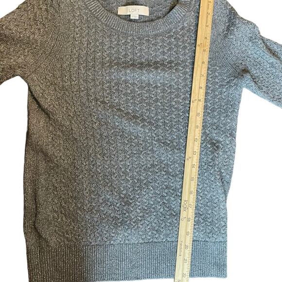 Loft Gray Metallic Rayon Wool Rabbit Hair Knit Sweater Size S - Picture 8 of 8